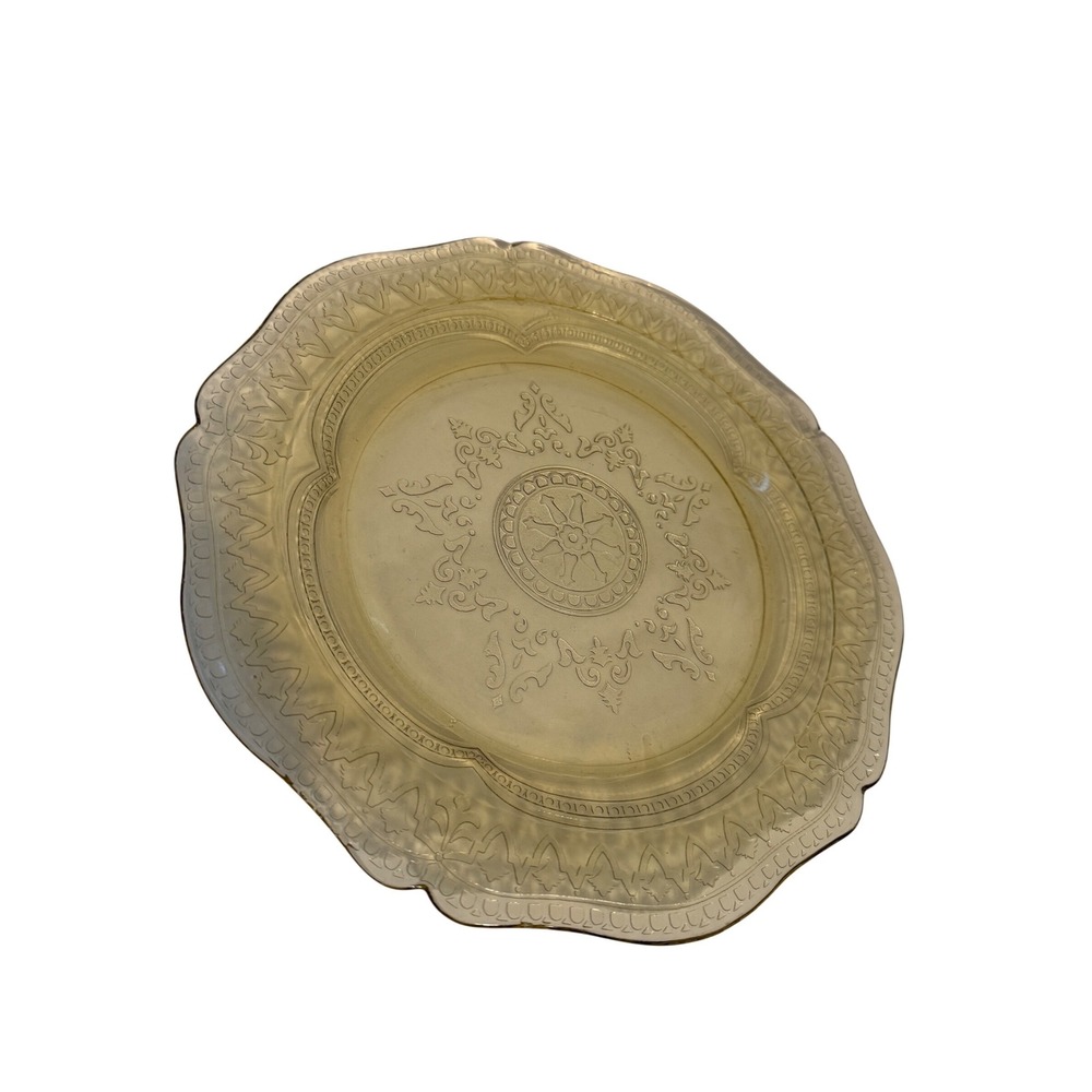Federal Glass‎ Patrician Spoke Yellow Depression Glass Plate Scalloped 10.5 inch